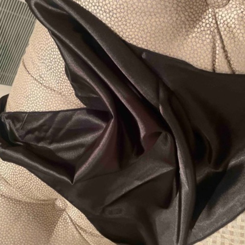 Black Satin Tie Back Backless Halter Top - Picture 10 of 10